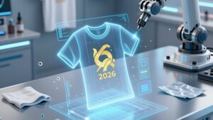 Футуристическая студия с голограммой дизайна для запуска лимитированной серии футболок от Принт Ор
